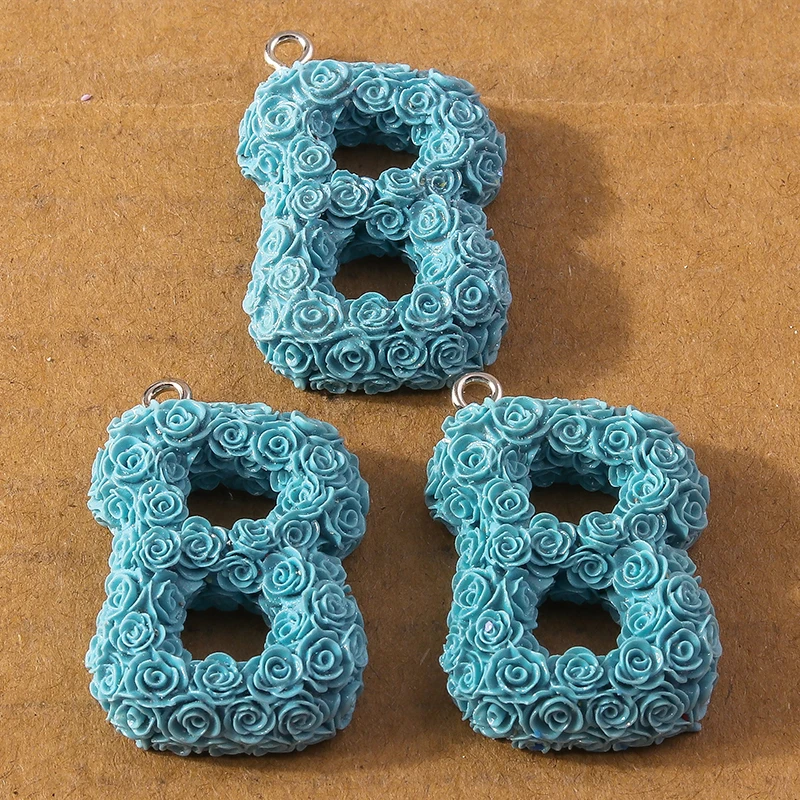 10Pcs Rose Flower Creative Initial 26 Letter Charms A-Z Alphabet Pendants for Jewelry Making Earrings Necklace DIY Accessories