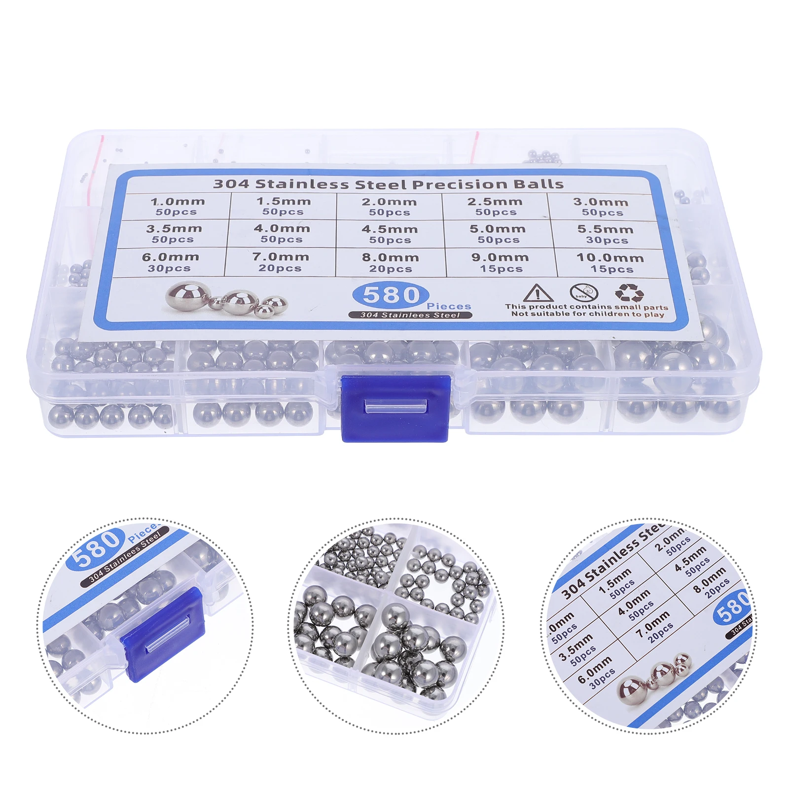 

580 Pcs Stainless Steel Ball Set Bearings Assorted Balls Precision Instruments Valved Auto Parts Long Use Easy Installation