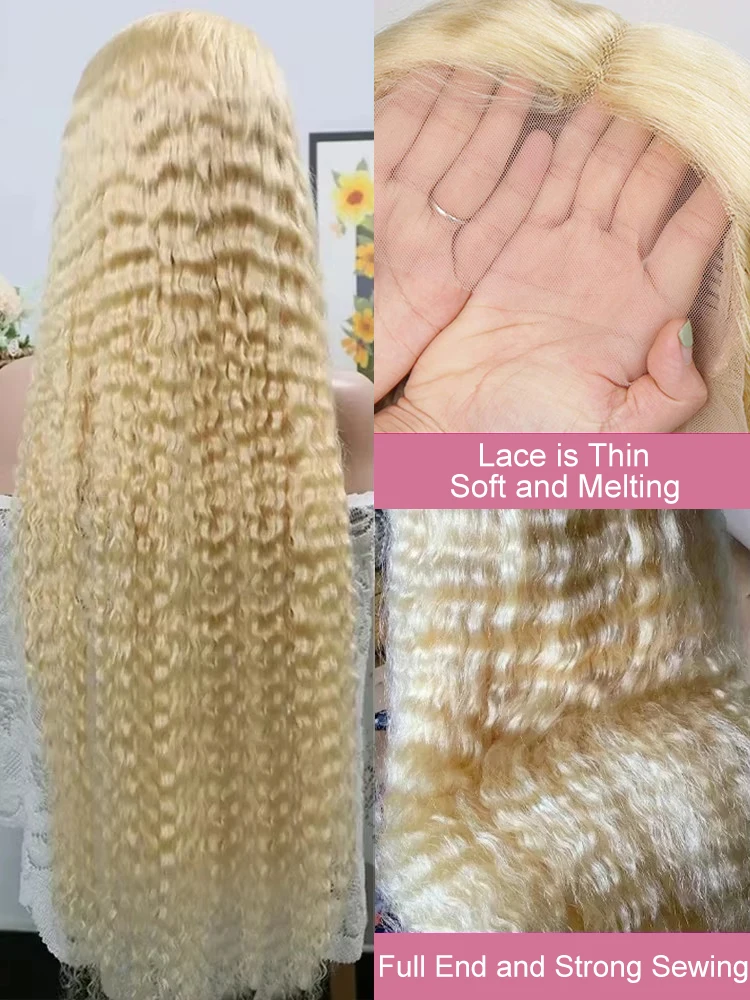 250 الكثافة مجعد 613 Hd الدانتيل الباروكة الأمامية 13x6 خصلات الشعر المستعار الإنسان البرازيلي موجة عميقة شقراء الملونة الإنسان الدانتيل شعر مستعار أمامي Preplucke