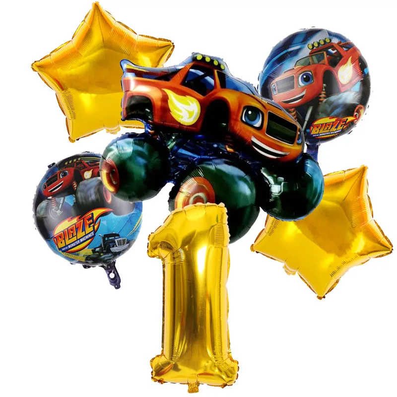 Blaze Monster Foil Balloon Cartoon Sports Car 32inch Number Ballon Birthday Party Decoration Machines Racing Racecar Kid Toy