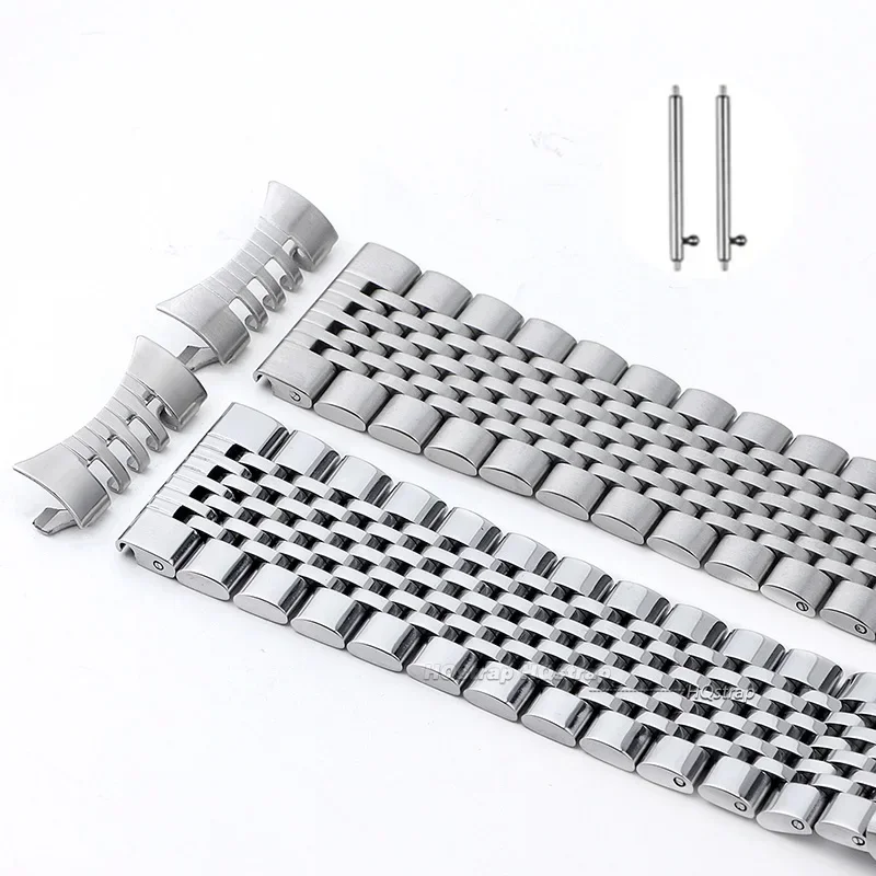 Curved Flat End Stainless Steel Watch Band for Seiko 18mm 20mm 22mm Metal Strap for Rolex Polished Matte Bracelet Wristband Band