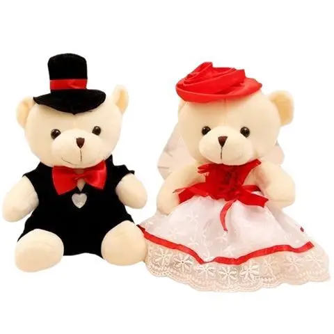 Cuple Teddy Bear Toy Wedding Car Head Decoration Wedding Teddy Bear Plush Toy Wedding Gift Party Living Room Store Decoration