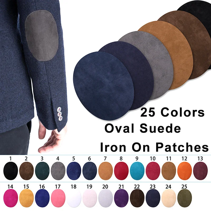 

4 шт. патчи для ремонта с помощью утюга, овальные замшевые нашивки из воловьей кожи, локоть, колена, бархатные патчи для свитера, ремонта одежды, джинсов