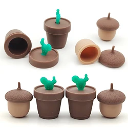 10Pcs Silicone Jar Mushroom And Flowerpot Shape Container Bottle Cream Jars Oil Storage Box Makeup Cosmetic Smoking Accessories