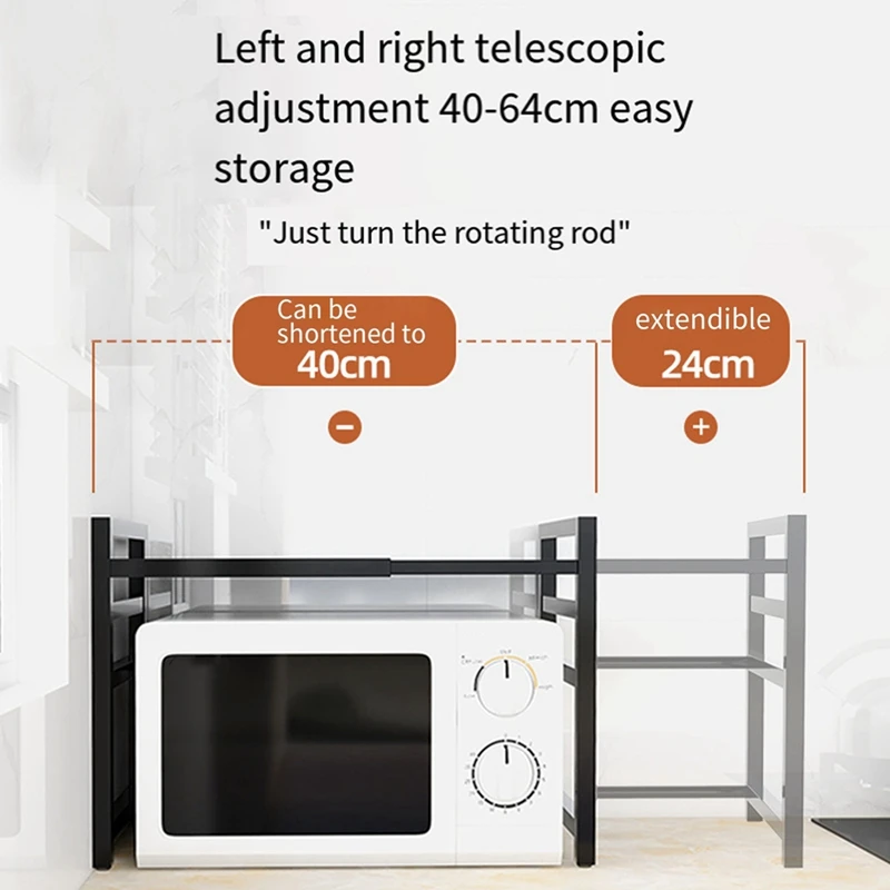 Griglia estensibile per forno a microonde a 2 livelli con ripiano resistente con 6 ganci