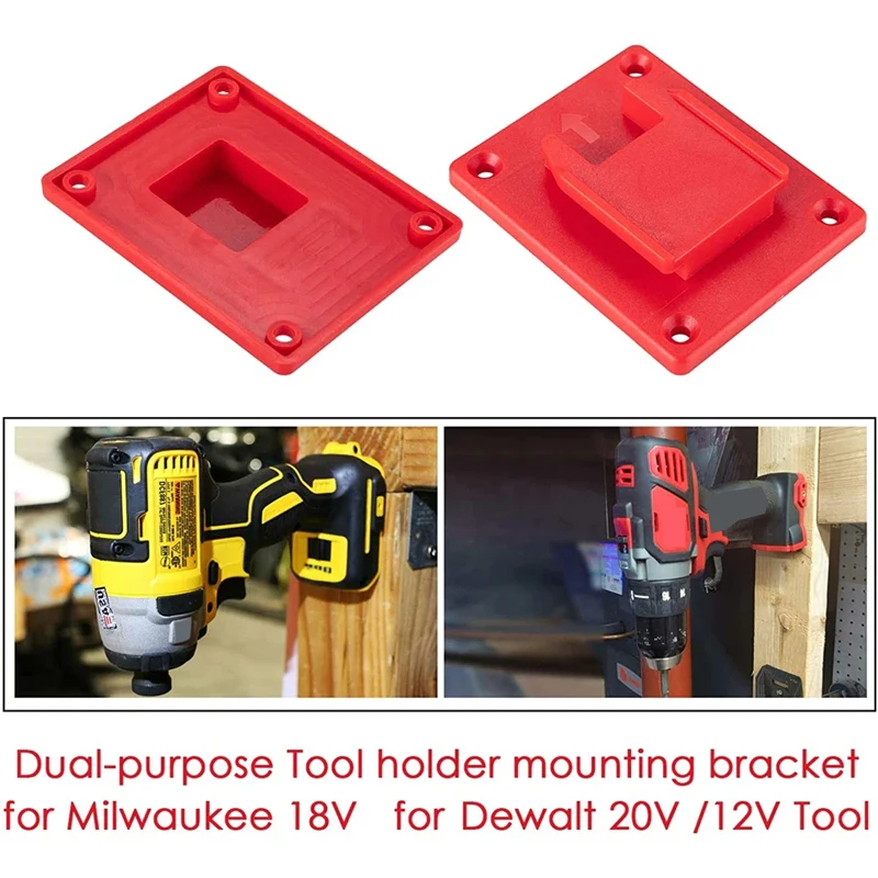 Imagem -03 - Ferramenta de Bateria Suporte de Montagem para Milwaukee Broca 18v Tampa da Bateria Dock Armazenamento Rack Vermelho Preto Pcs