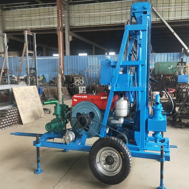 100 Meter Portable Diesel Engine Track-type Water Well Drilling Rig  Mounted Water Well Drilling Rig Machine