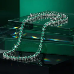 YLMyself Brass 4mm Green CZ Tennis Necklace Bracelet Pave Cubic Zirconia Hip Hop Rock Unisex Chain Jewelry 7-8/18-20 Inch