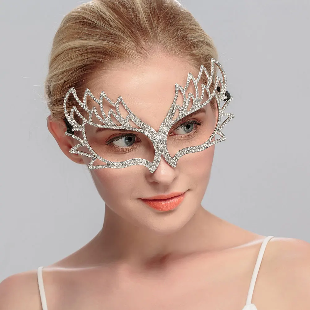Rhinestone Masquerade Mask Half Face Carnival Party Cosplay Costume Accessory For Women Halloween Masquerade Ball Decor