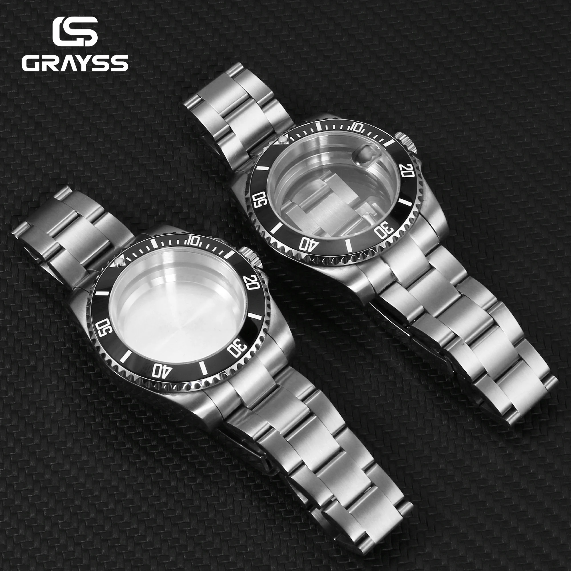 40mm SUB Schwarzrand Taucher Wasserdichtes Gehäuse NH34 NH35 NH36 Uhrwerk Saphirglas Uhrengehäuse Mod 20atm Stahlarmband DIY MOD