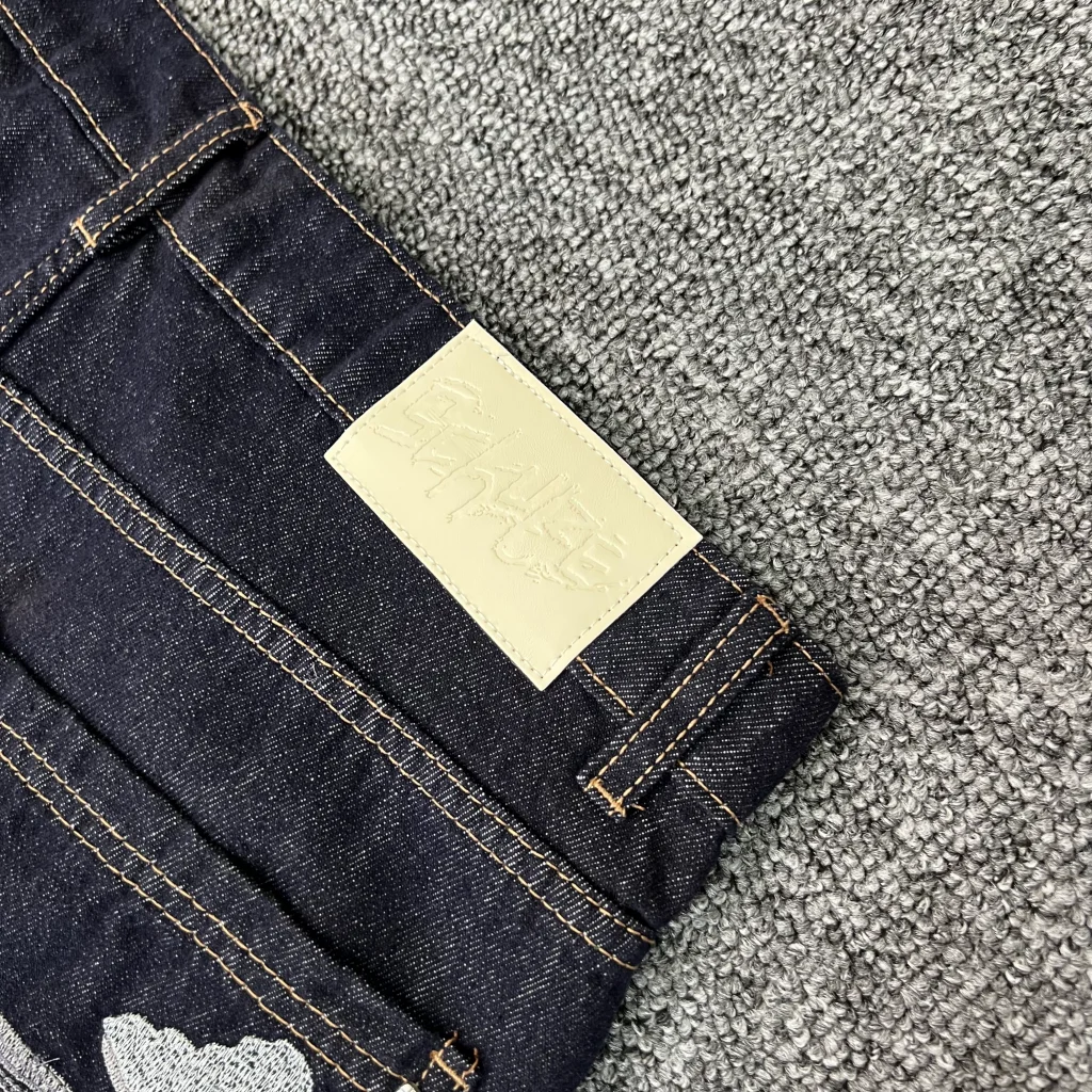 Derchutze gjorts синие обновленные посадки с вышивкой, короткие джинсовые джинсы для мужчин и женщин, мешковатые широкие брюки, шорты