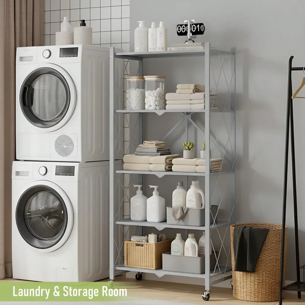 

Garage Shelving Storage Shelf Shelves Shelves 5 Tier Adjustable Garage Storage Shelving With 4x 360 Swivel Casters, Heavy Duty M