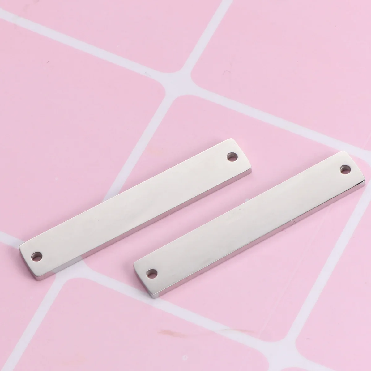 

10 Pcs Rectangle Stainless Steel Double Hole Pendants for DIY Jewelry Making Accessories Metal Hanging Ornaments Girls