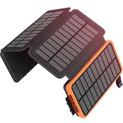 4 Solar Panels 20000mAh Solar Power Bank with Type-C Fast Charge for iPhone iPad Samsung Huawei Honor Xiaomi OnePlus Google etc.