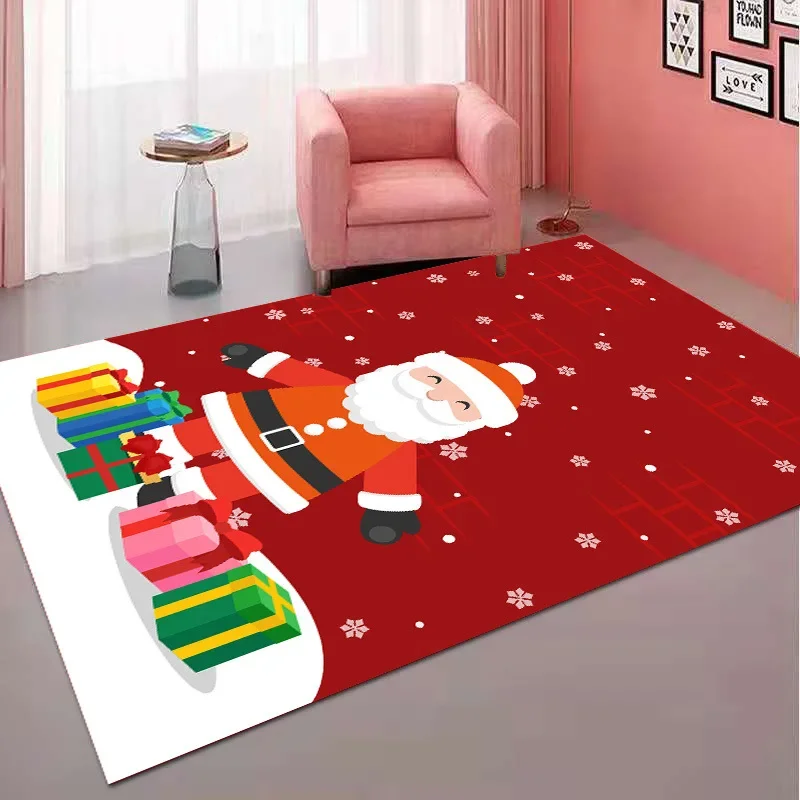 Cartoon Santa Claus Home Entrance Door Mat Merry Christmas Decoration Carpet Non-Slip Bedroom Bathroom Living Room Play Area Rug