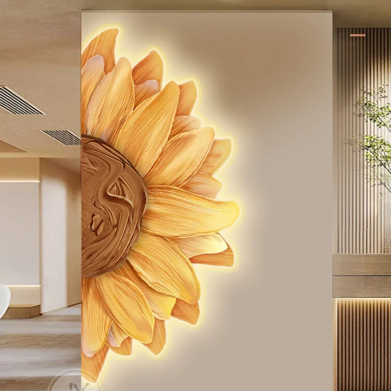 Sunflower entrance decorative painting modern LED light luminous high-end atmosphere light corridor