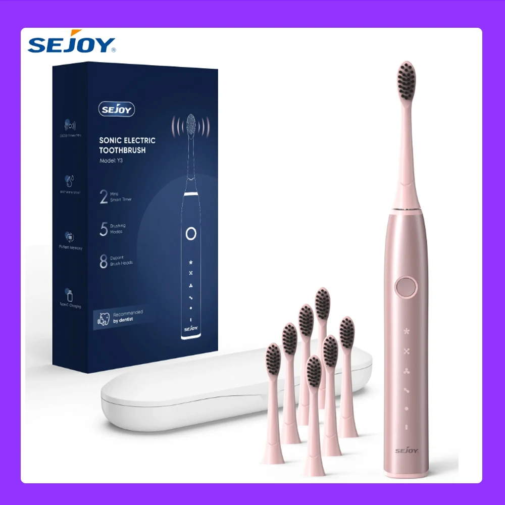 SEJOY Sonic Electric Toothbrush Oral Cleaning Personal Care Appliances IPX7 5 Modes Smart Rechargeable Automatic Toothbrush