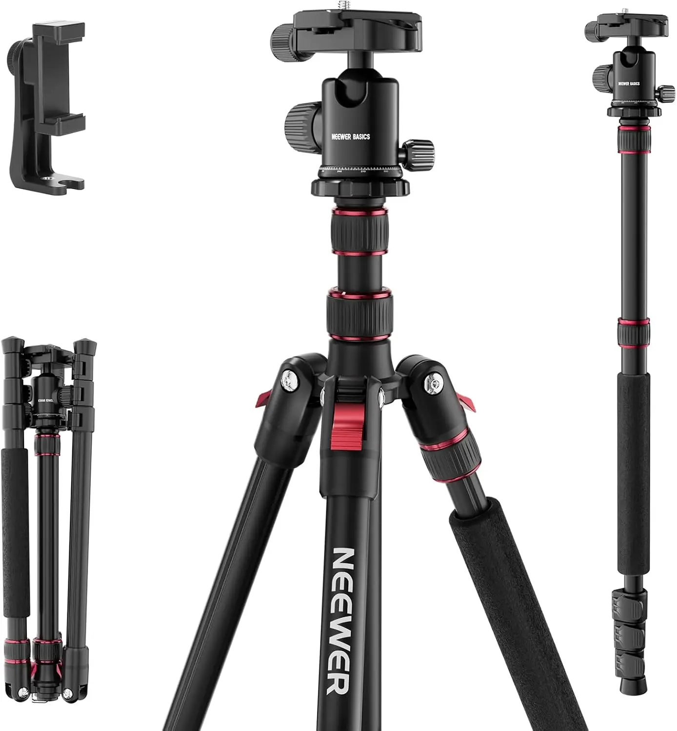 

71" Aluminum Tripod Monopod with 360° Ball Head, Compatible with DSLR and Cell Phones for Video Recording