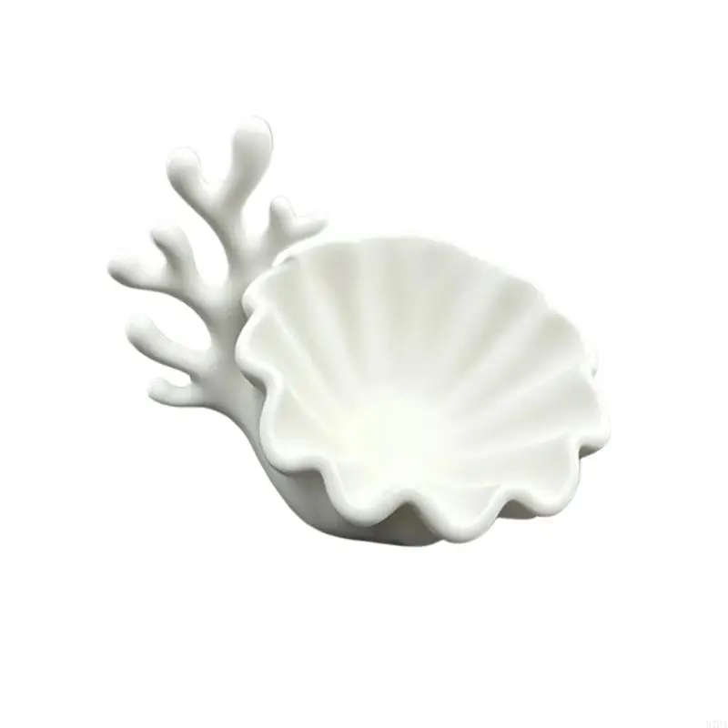 Ocean Display Shell Jewelry Bowl for Small Items, Scalloped Dish for Shelf, Desktop, and Dresser Top Placement 87HA view 4