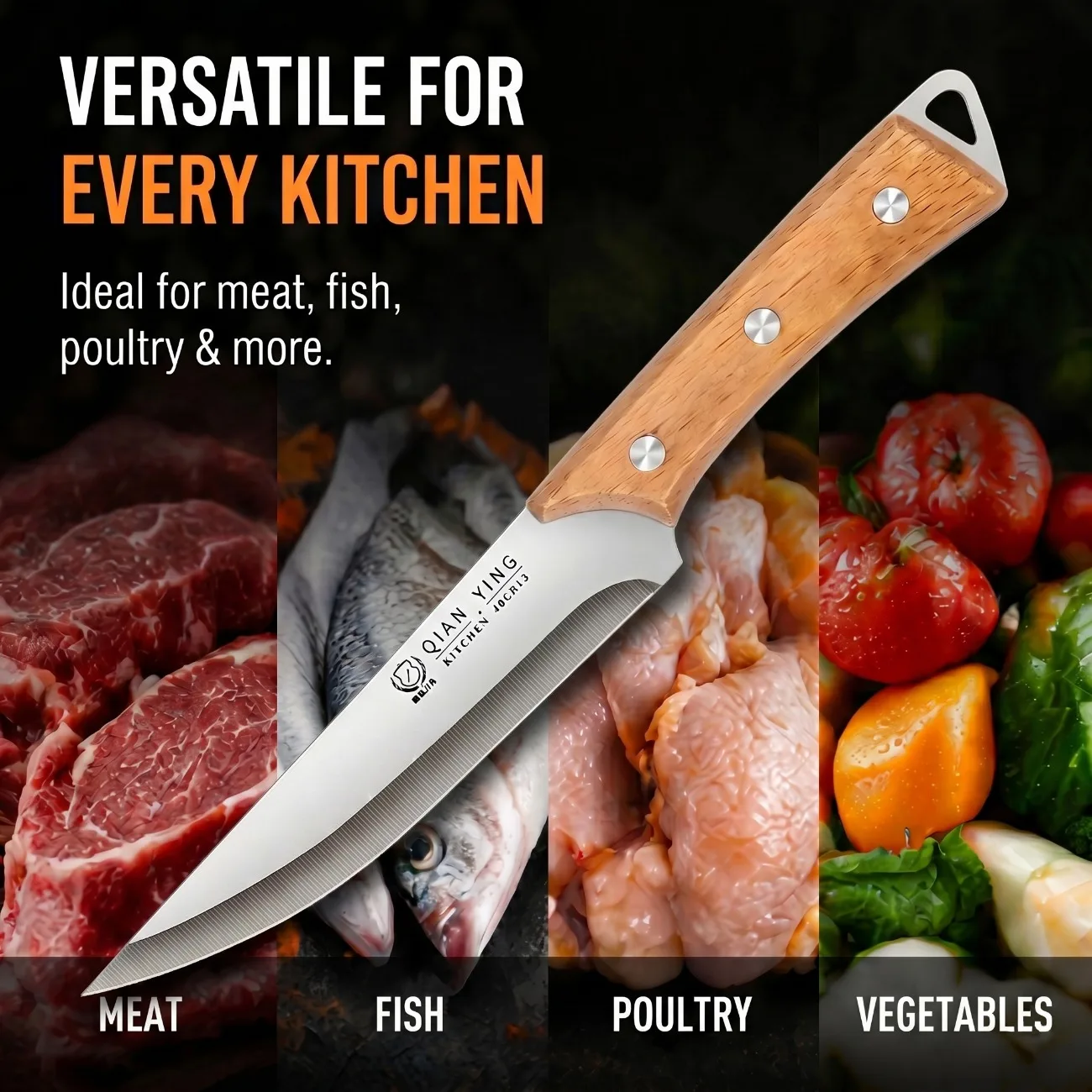 High-end 2-Piece Boning Knife Set with Leather Sheaths – High Hardness Stainless Steel Butcher Knife for Sheep Beef Meat view 4