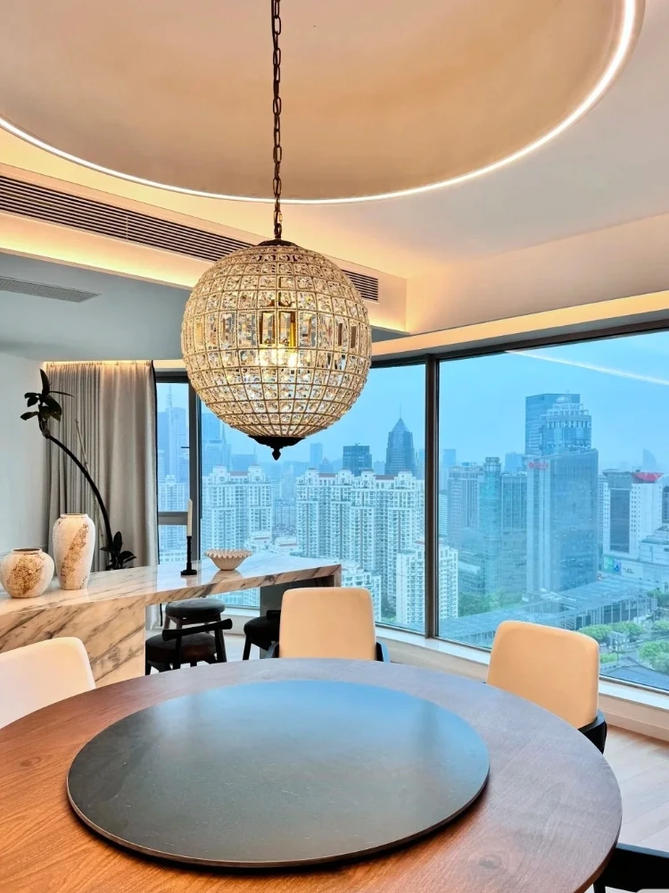

Nordic Modern Globe Crystal Pendant Light Luxury Creative Restaurant Exhibition Hall Lobby Decoration Living Room Main Pendant