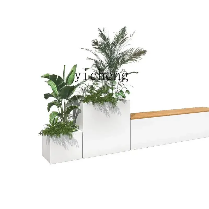 BJ-22 outdoor stainless steel flower box seat combination wrought iron flower bed shopping mall rectangular flower slot