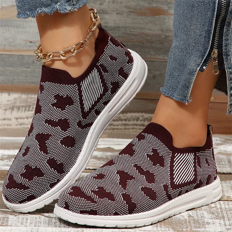 

Women's Fashion Designer Sneakers 2023 Autumn New Color-block Lattice Mesh Loafers Casual Breathable Slip-on Light Sports Shoes