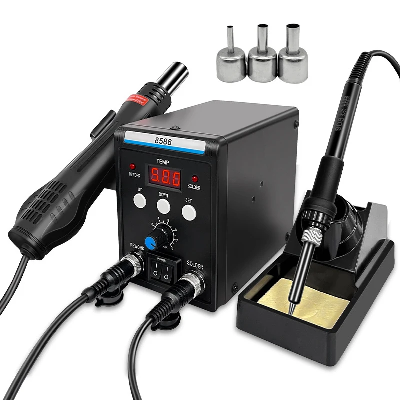700 Watts Electric Hot Air Heat Gun for Desoldering 50 Watts Electronic Soldering Iron for Soldering 2-in-1 Reworking Station