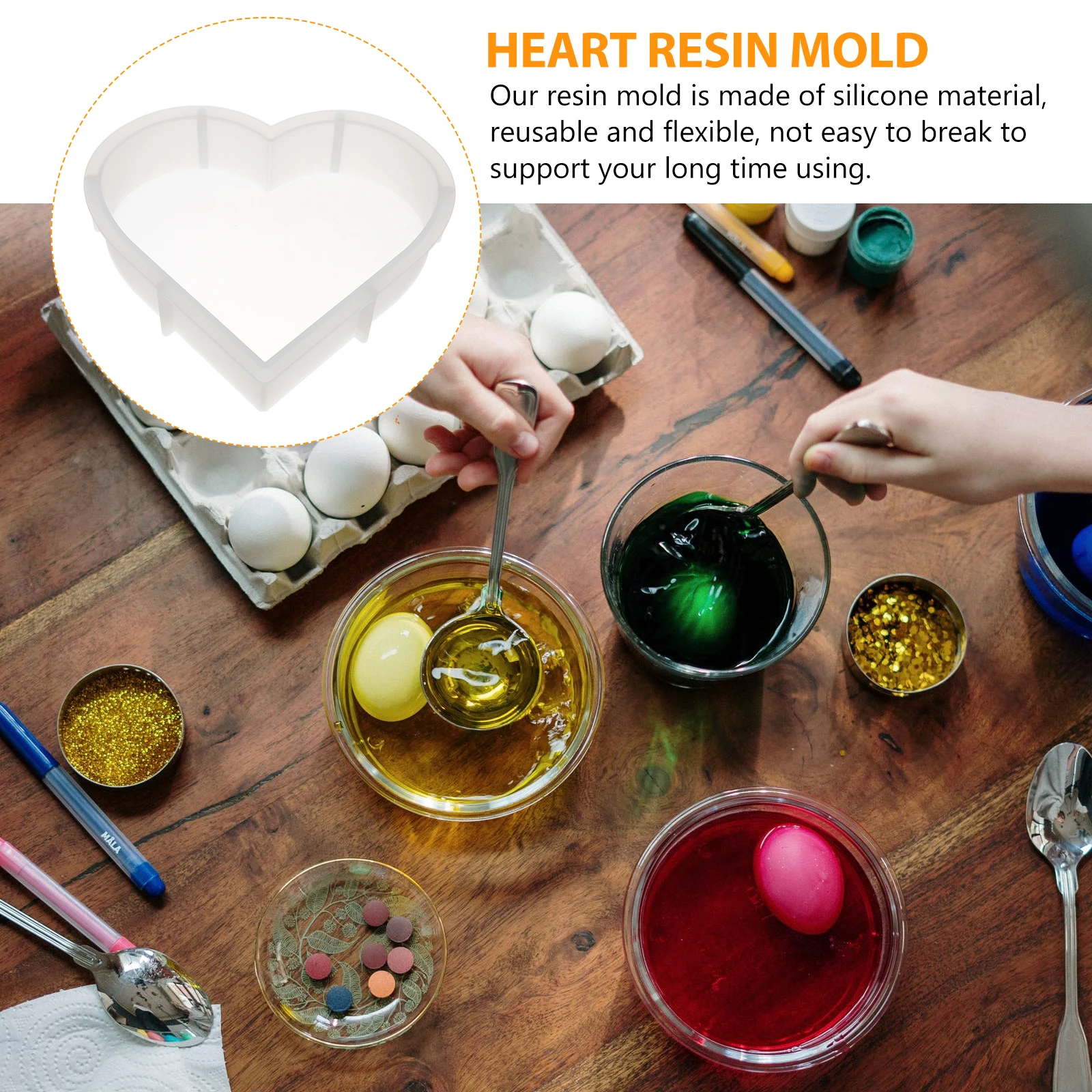 

Heart Resin Mold Silicone Heart Shaped Molds for Resin Craft Bookends Epoxy Smooth Easy Demould DIY Home Decor Jewelry