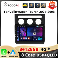 Podofo AI Voice 10.1 ''Car Audio For Volkswagen Touran 2004-2008 Multimedia Player Navigation GPS Carplay Android 8 + 128G FM