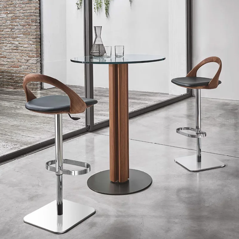 الجمالية لينة بار البراز الاسترخاء مريح الحديثة الخشب ارتفاع بار البراز الجلود قابل للتعديل Bancos دي بار الأثاث العصري