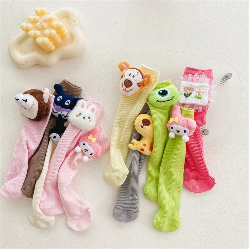 

Four Season Children's Girls Socks Korean Style Long Tube Cotton Cartoon Sock Baby Middle Tube Doll Stockings H5549