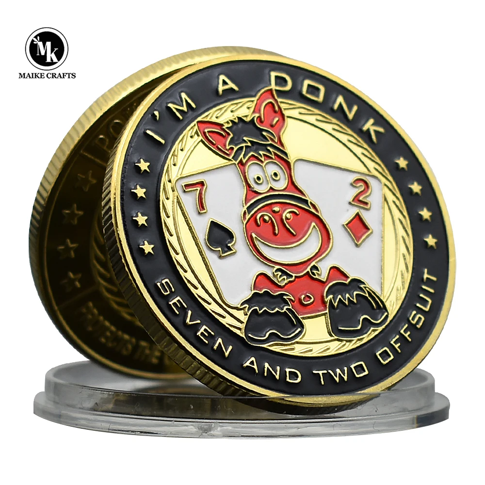 

Donk Seven and Two Offsuit Lucky Poker Coin Card-guard Challenge Coin Commemorative Gifts Home Decoration