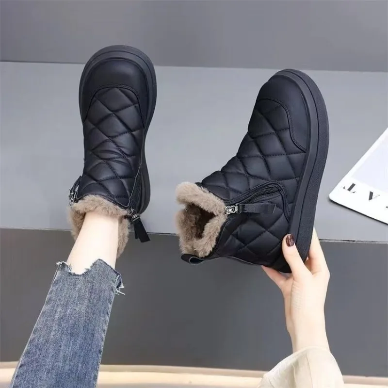 

Snow Women's Boots Winter Shoes for Women High Top Waterproof Boots Leather Fur Shoes Non-Slip Warm Boot Botines Para Mujeres