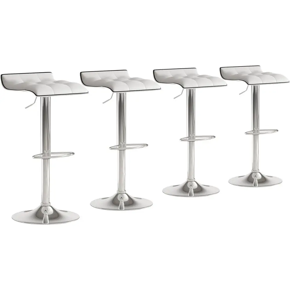 

Set of 4 Adjustable Swivel Bar Stools, Thick PU Leather, Counter Height with 360° Rotation, Air Lift, 330 lbs Capacity, Suitable