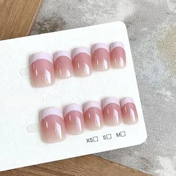 10Pcs Pink Press Nails Semi-finished French Nail Tips Without Sealing Layer Full Cover Fake Nail Can Be Freely DIY at Home