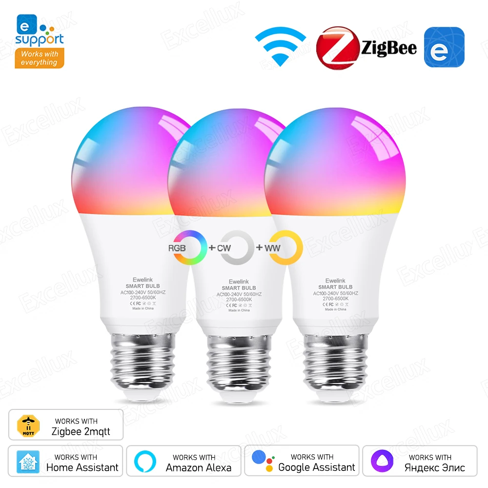 

EWelink E27 Zigbee Led Bulbs WiFi Smart Led Lamp 15W RGB CW WW Led Light Bulbs Work With Alexa Yandex Alice Hub Google Assistant