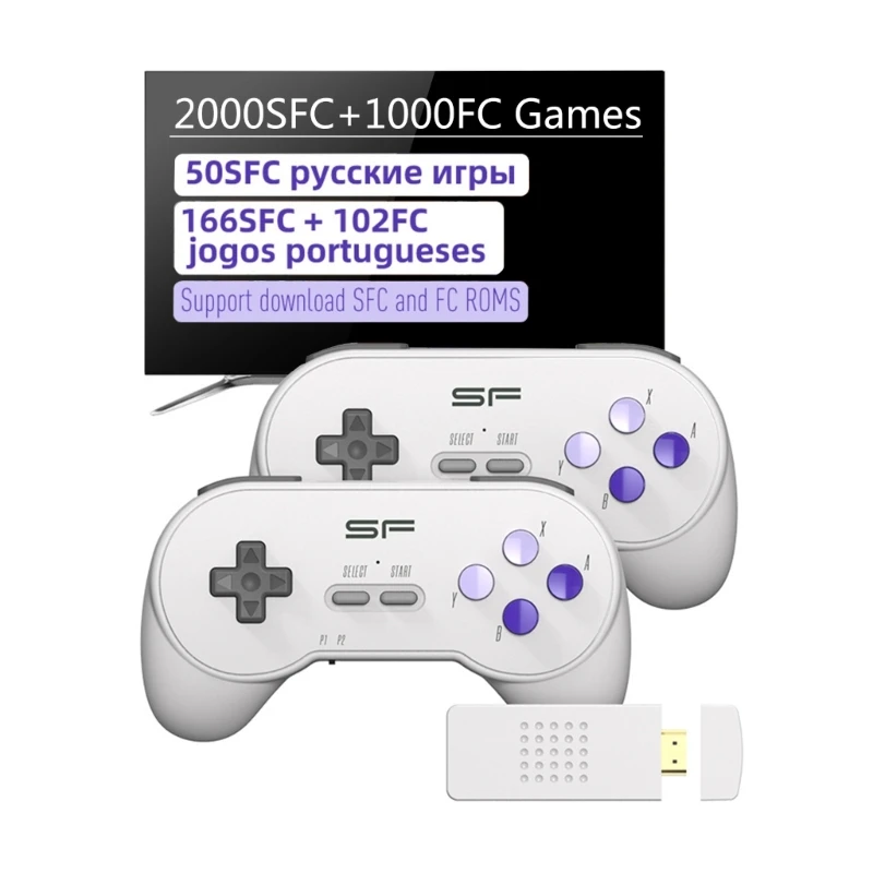 

Mini Game Console Y2SF Handheld Game Console Gaming Dual Wireless Gamepad For SFC SNES NES 900/3000+Gaming 4k Game Stick