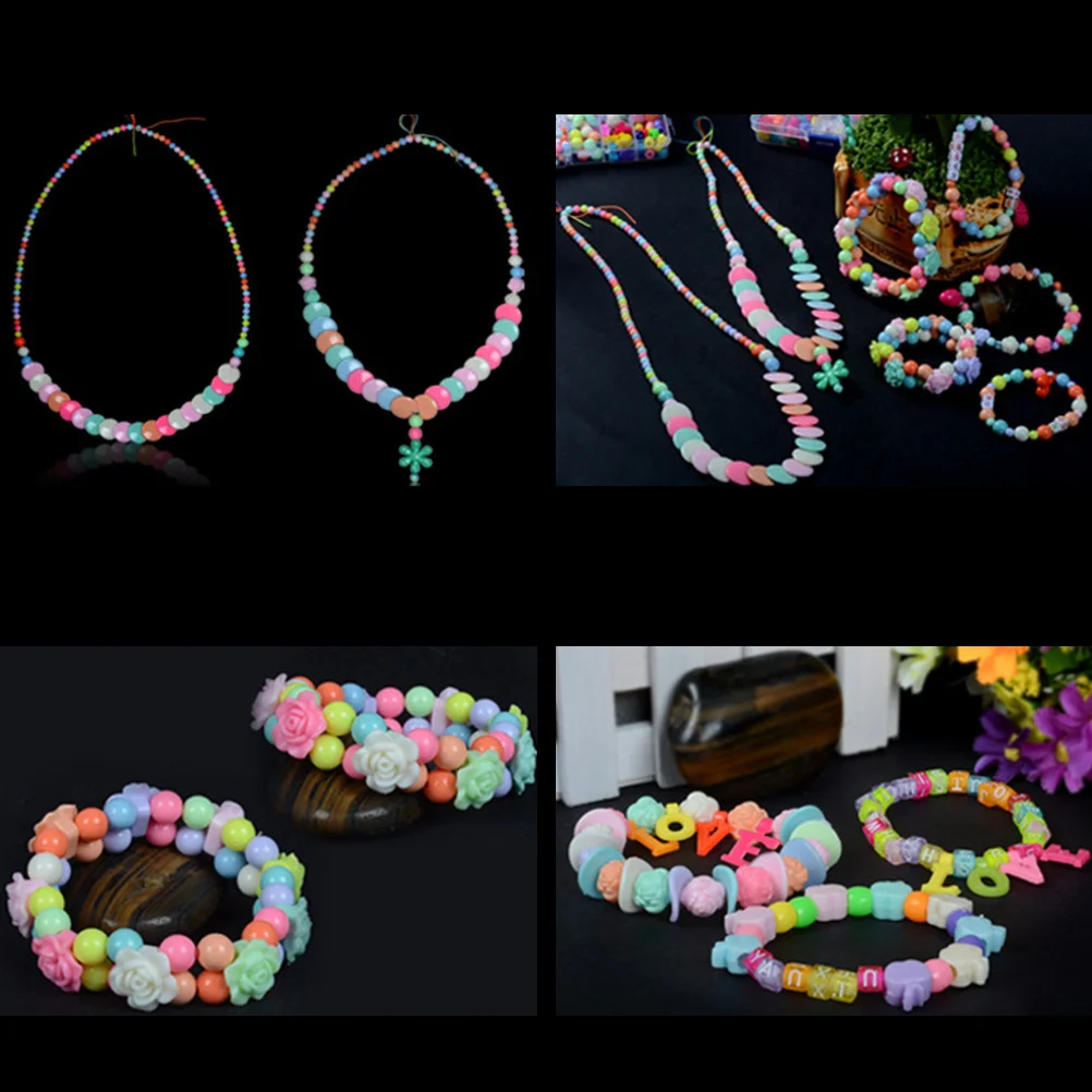 About 550 Pieces Beads Acrylic Multi Color Lattices DIY for Children Jewelry Necklace Bracelet Making Crafts Beads Toys