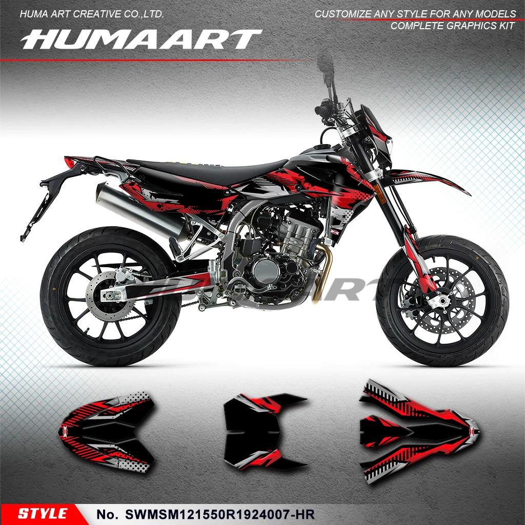 HUMAART Motorcycle Decals Wrap Sticker for SWM SM500R SM125R SM150R SW150GY (CN) 2019-2024, SWMSM121550R1924007-HR