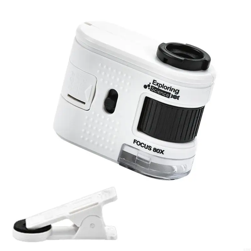 E28F ABS Small Microscope with LED Lighting Easy Carrying for Engineers & Enthusiasts