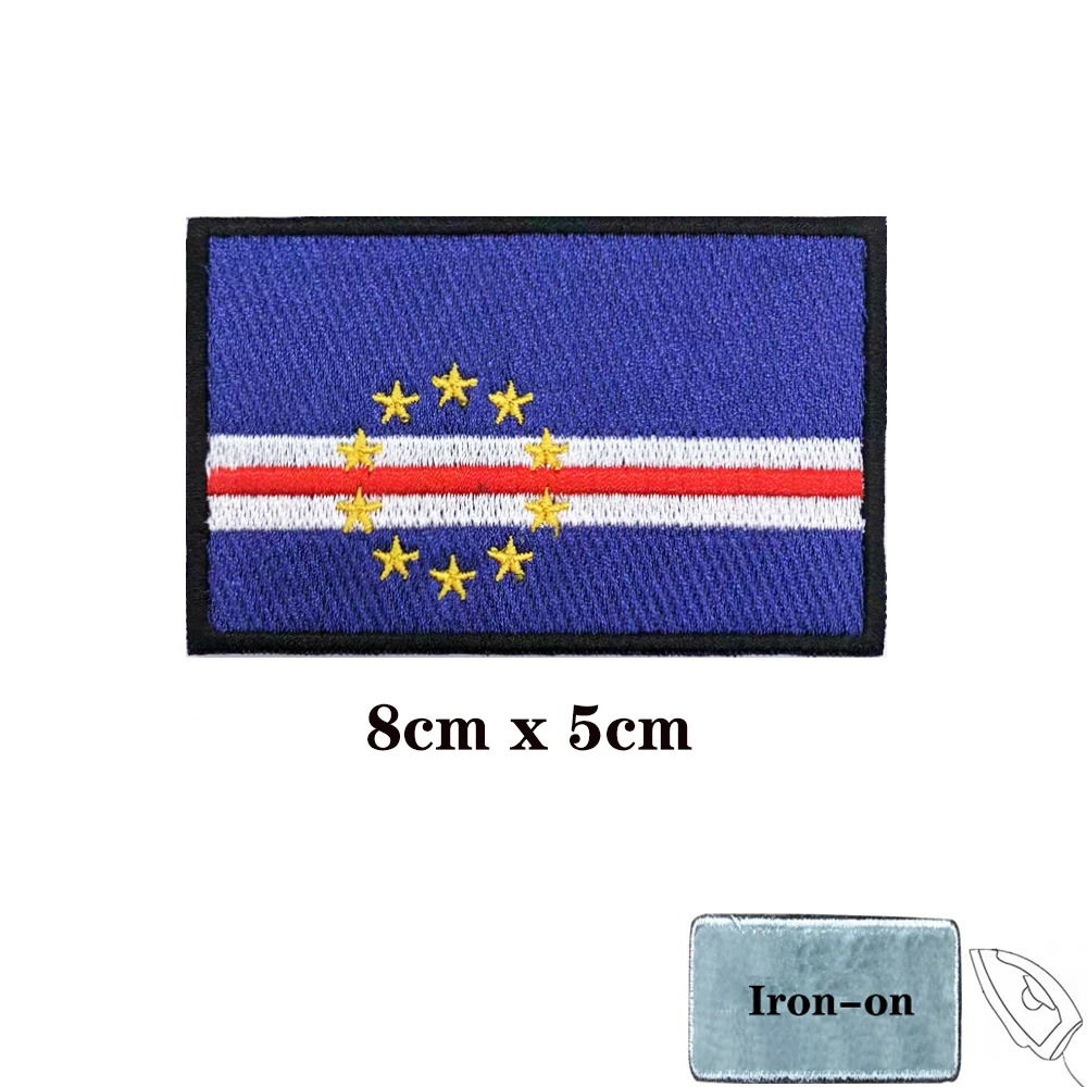 Cape Verde Flag Patches Armband Embroidered Patch Hook & Loop Iron On Embroidery  Badge Military Stripe