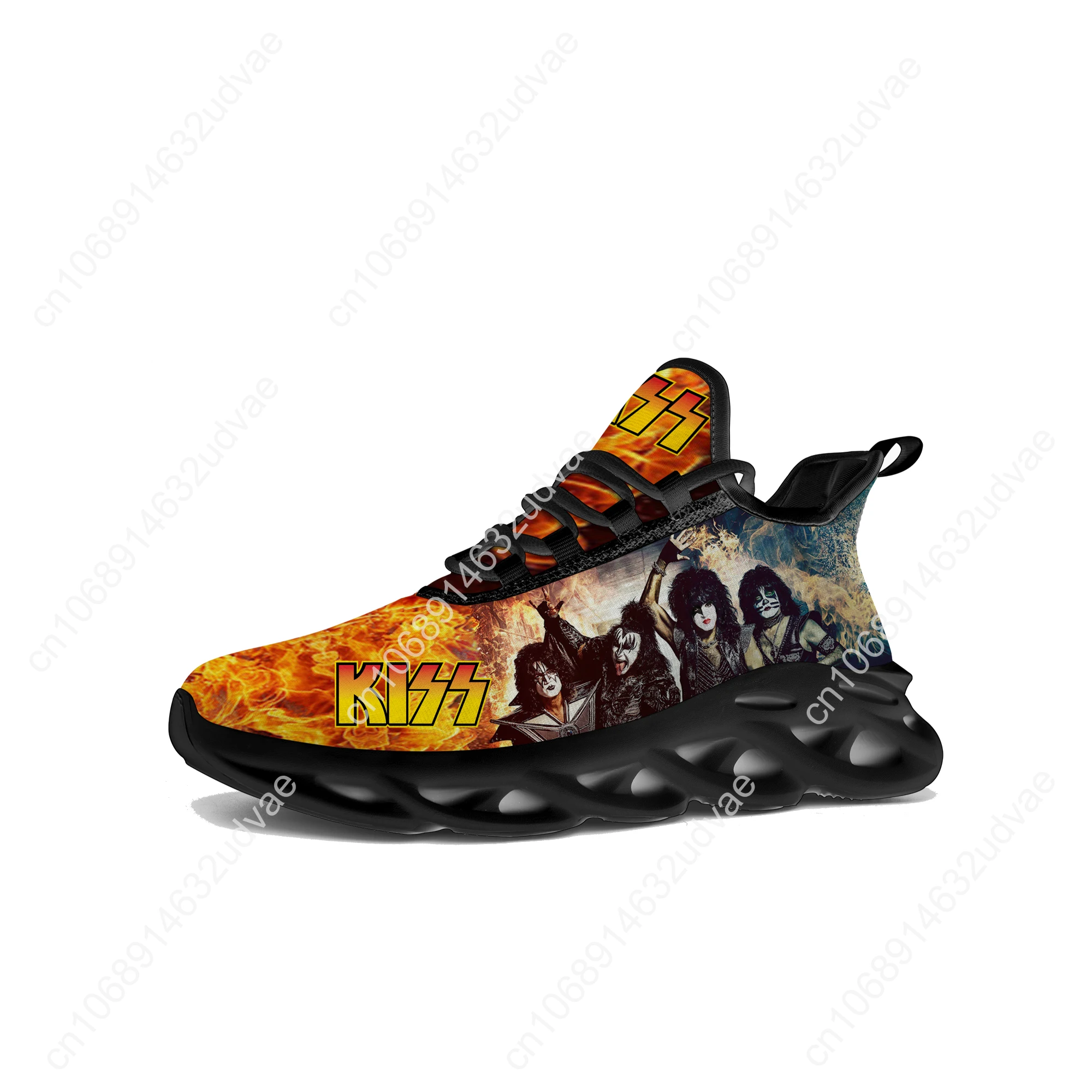 Kiss Rock Band Running Sneakers Mens Womens Sports Shoes Sneaker Lace Up Mesh Footwear Tailor made Shoe Black