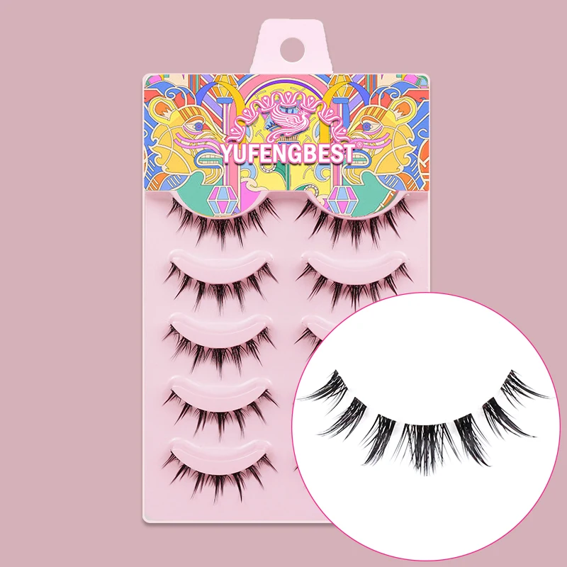

YUFENGBEST 5pair Invisible Clear Band 11mm Small Eye Lashes Flowerknows Short Naturel Lash Pack Clusters Ciglia Finte Wet Tools