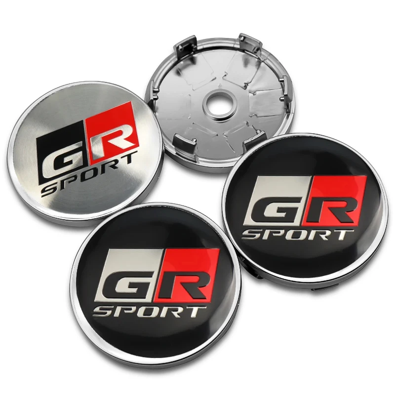 4PCS 56MM 60MM GR Sport Emblem Wheel Center Hub Cap Car Rims Cover Hubcaps Sticker For Camry Yaris Avensis Auris Hilux Vios