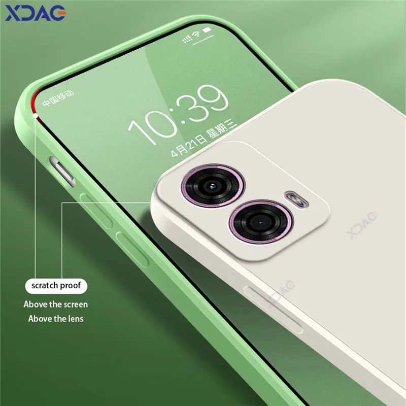 غطاء حماية فاخر ببطانة مزدوجة لهاتف موتورولا موتو G24 MotoG24 حماية كاملة للكاميرا أكياس الهاتف غلاف من السيليكون السائل المربع الناعم