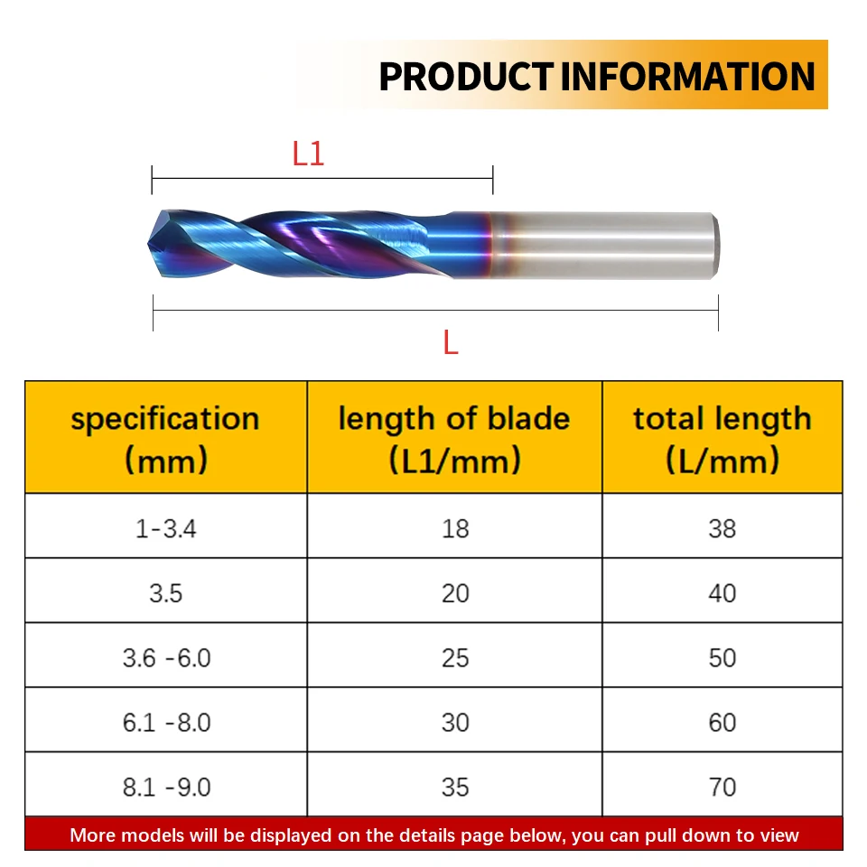 RIGTIP HRC65° Tungsten Carbide Drills Metal Drill Bits For Hard Metalworking CNC Lathe Steel Drilling Tool 0.5-20.0mm