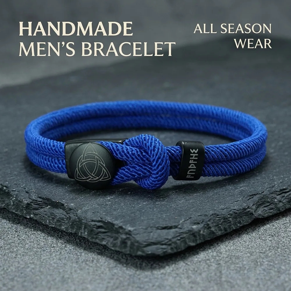 Punk Retro Celtic Trinity Knot Men Rope Bracelet Apparel Accessories Norse Rune Luck Amulet Braslet Casual Homme Gift Wristband