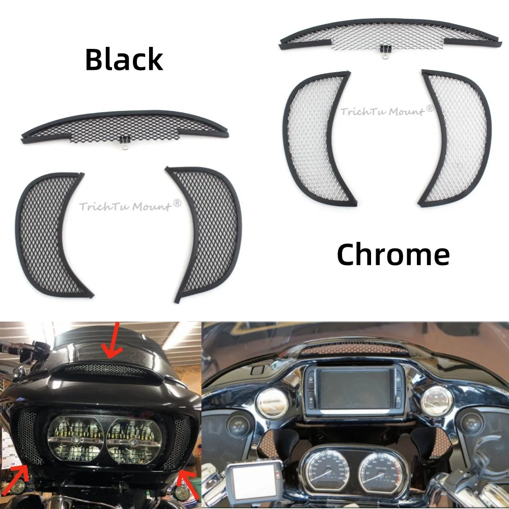 

Motorcycle Fairing Top Center Mesh Grill Side Vent Screen Grill Cover For Harley Touring Road Glide FLTR FLTRX Accessories 2015+