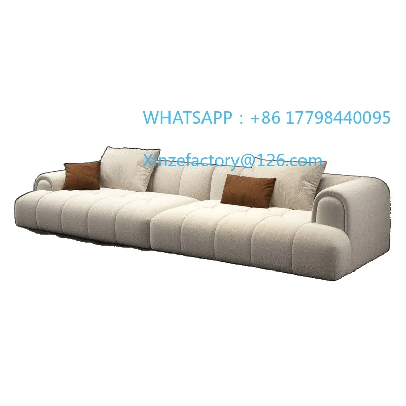 Customizable matte suede fabric sofa living room modern light luxury small apartment straight row